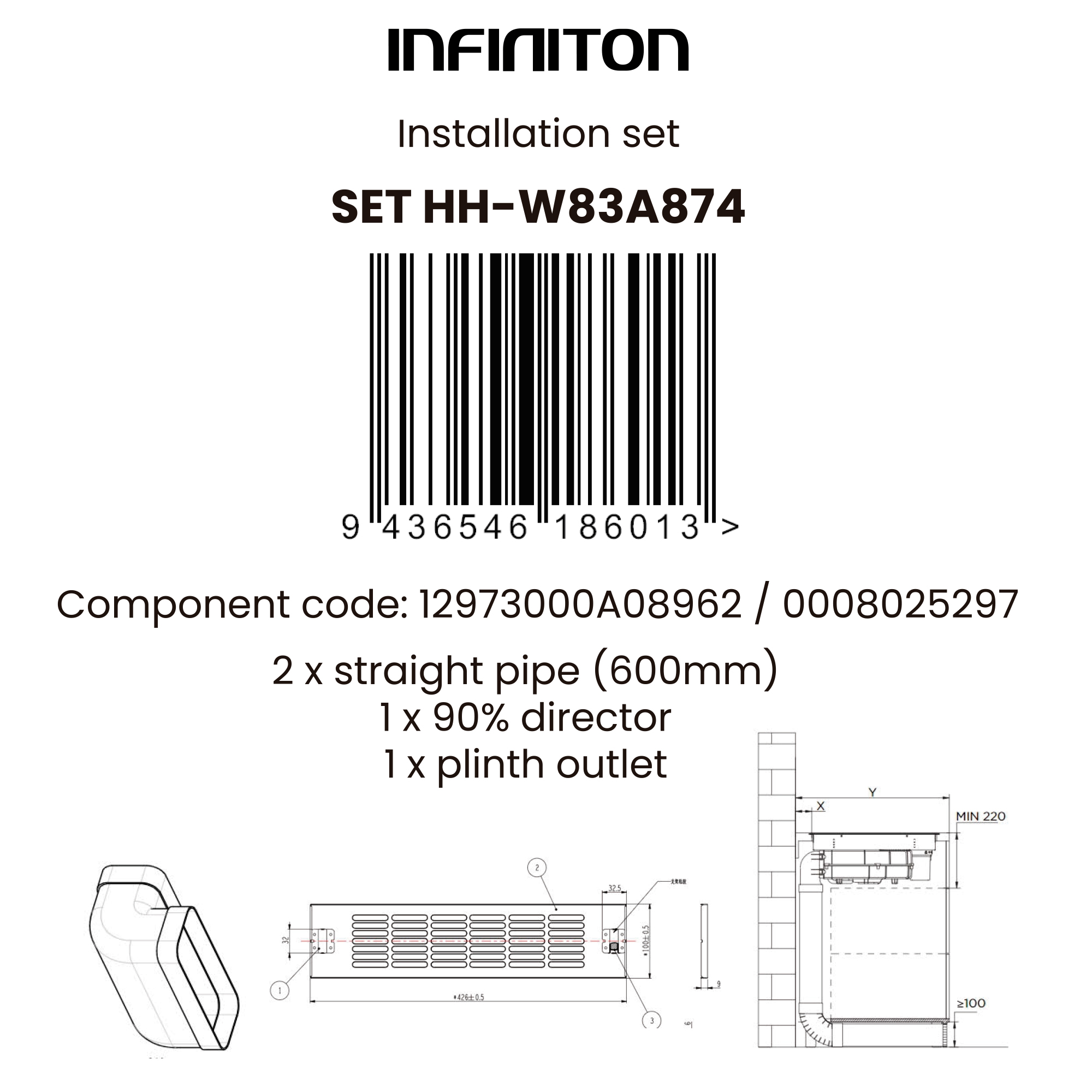 Kit de instalación para campana HH-W83A874 Infiniton - 3