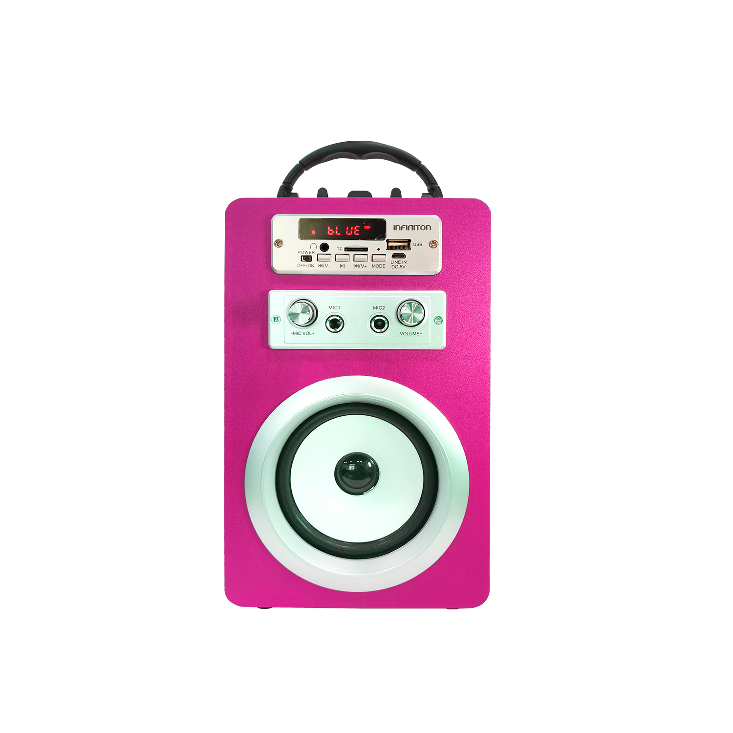 Altavoz Portatil - Infiniton K8 - Rosa, 5W, Bluetooth, USB, Karaoke