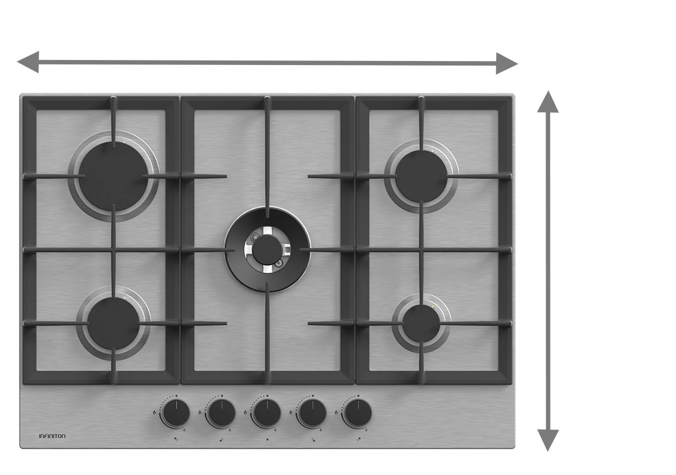 Medidas de la placa de gas 76AGX51