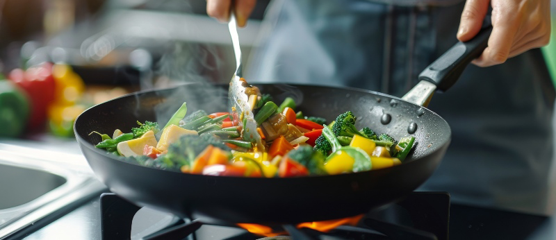 Cocinando en una placa de gas