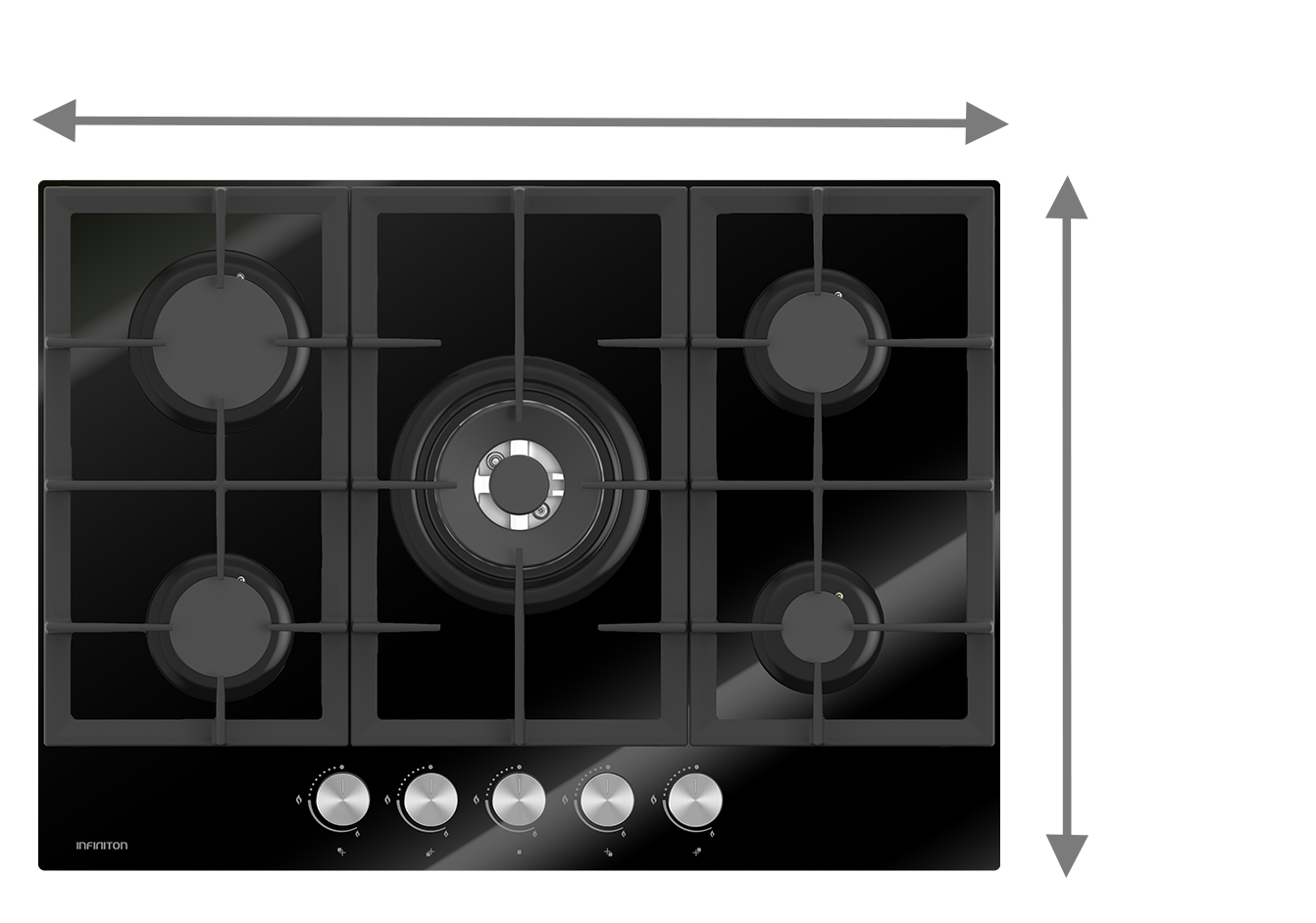Medidas de la placa de gas 78GLN52