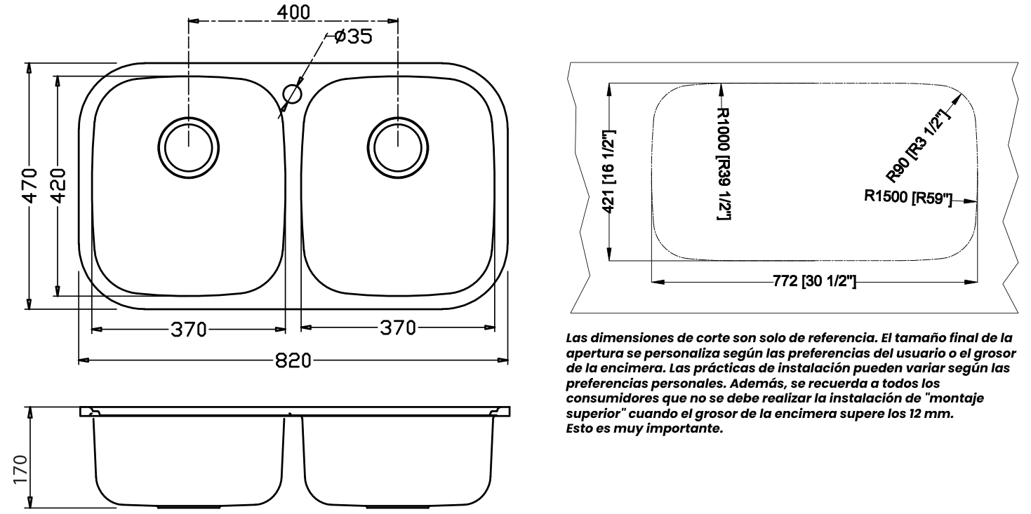 Esquema de encastre del modelo Belcanto82C2