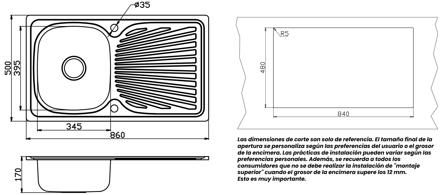 Esquema de encastre del modelo Belcanto86RC1