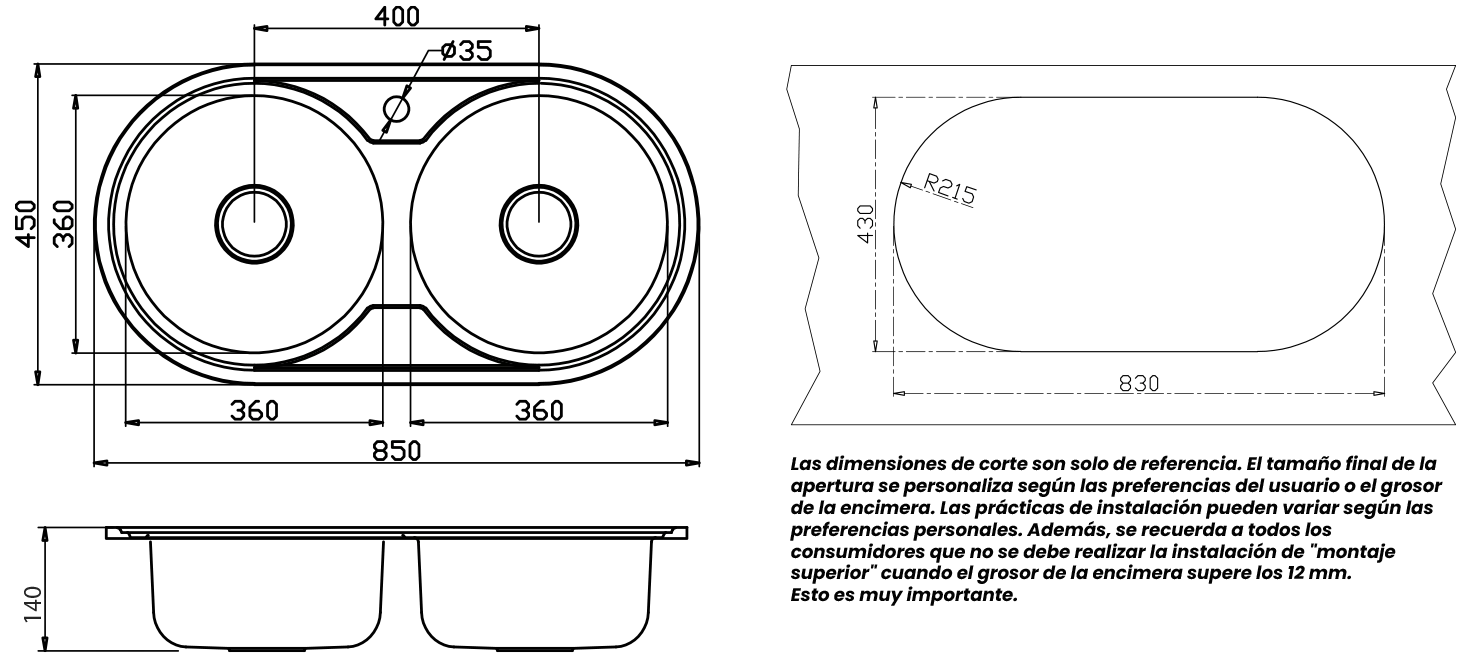 Esquema de encastre del modelo Reale85C2