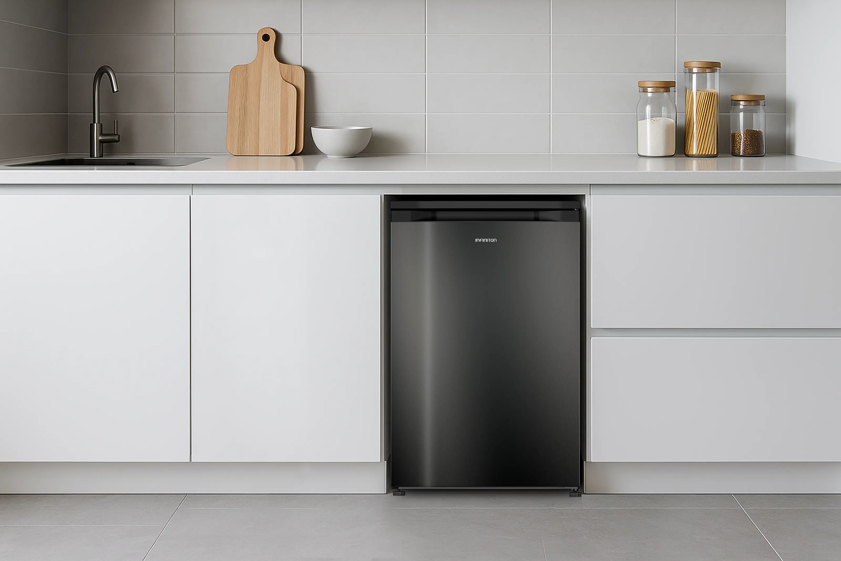 Congelador CV-88L8DEK en cocina blanca