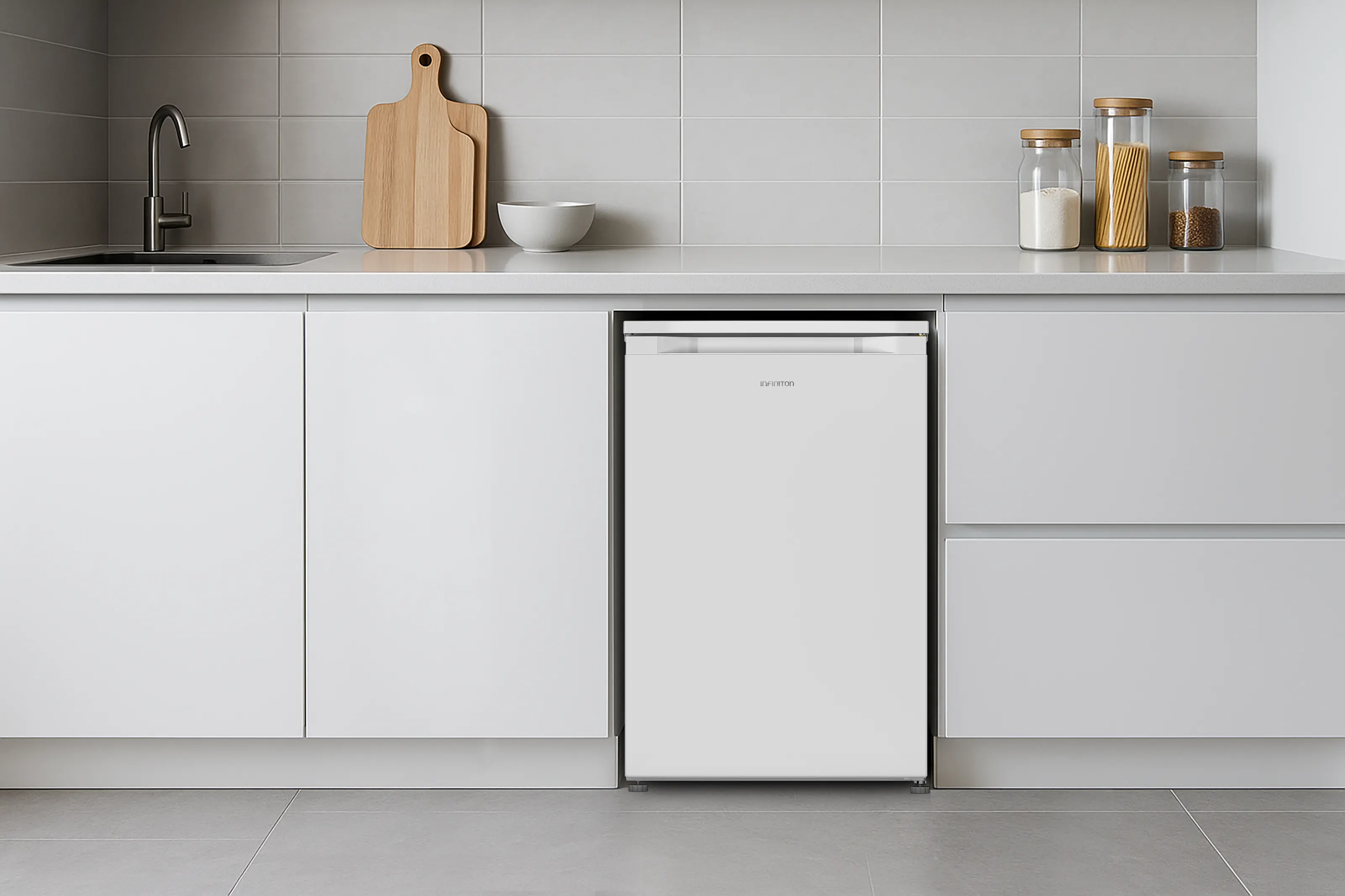 Congelador CV-88L8WEK en cocina blanca