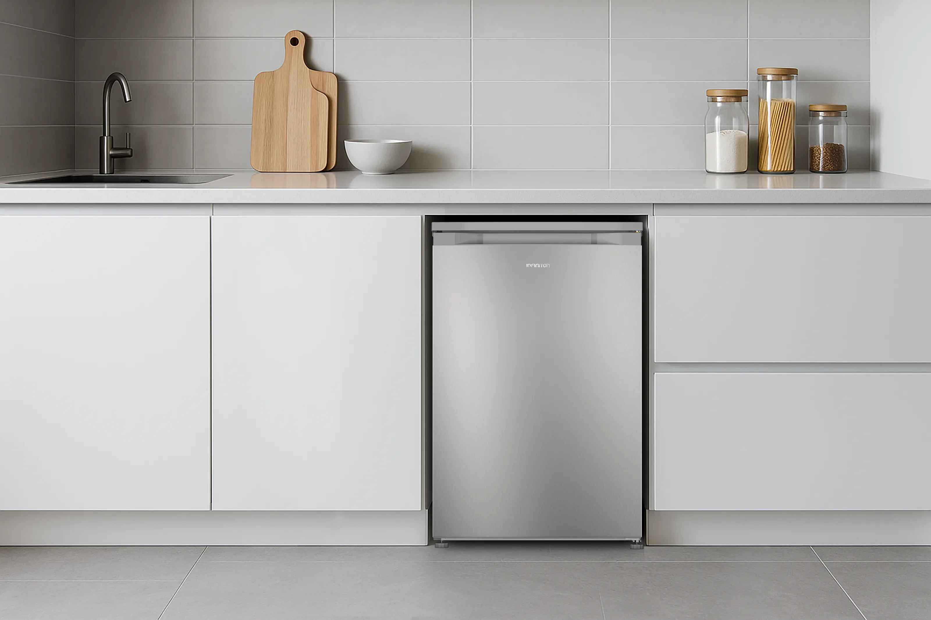 Congelador CV-88L8XEH en cocina blanca