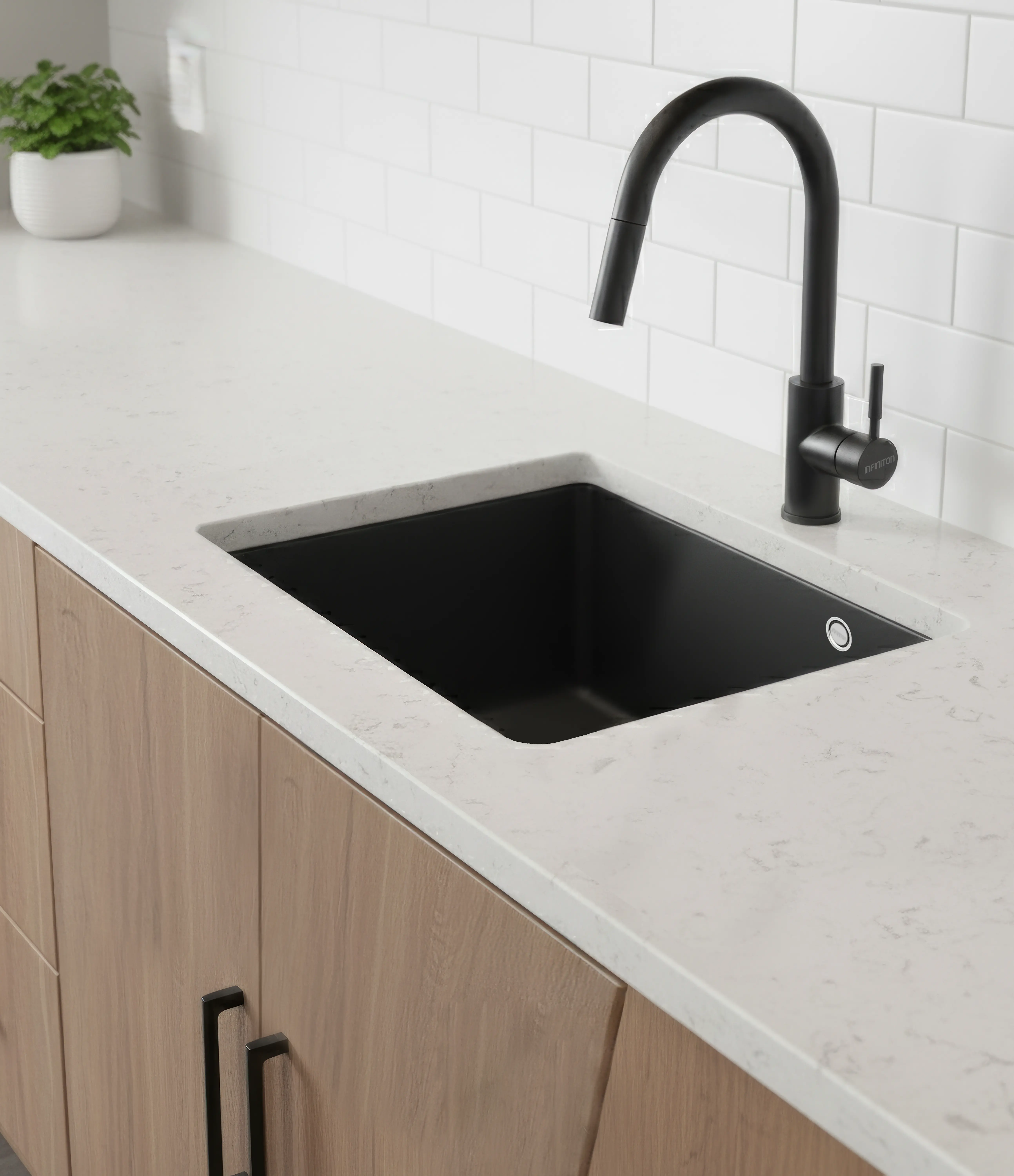 Fregadero modelo Disfrutar40.40QZ en una cocina blanca