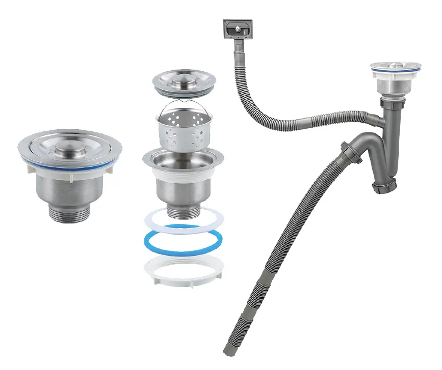 Despiece de los accesorios incluidos en el paquete del fregadero