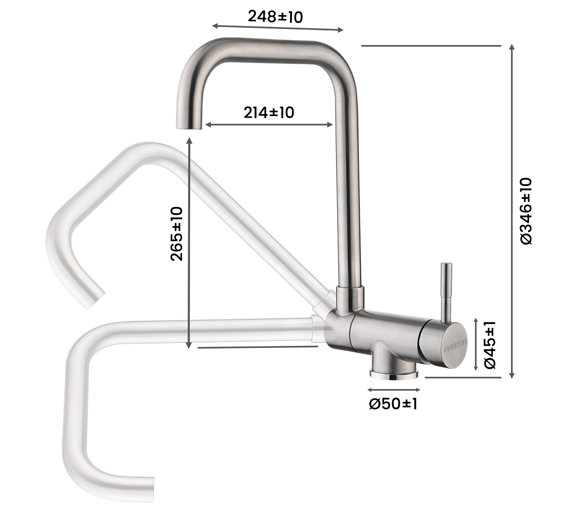 Maneta abatible de 90 grados para un uso cómodo