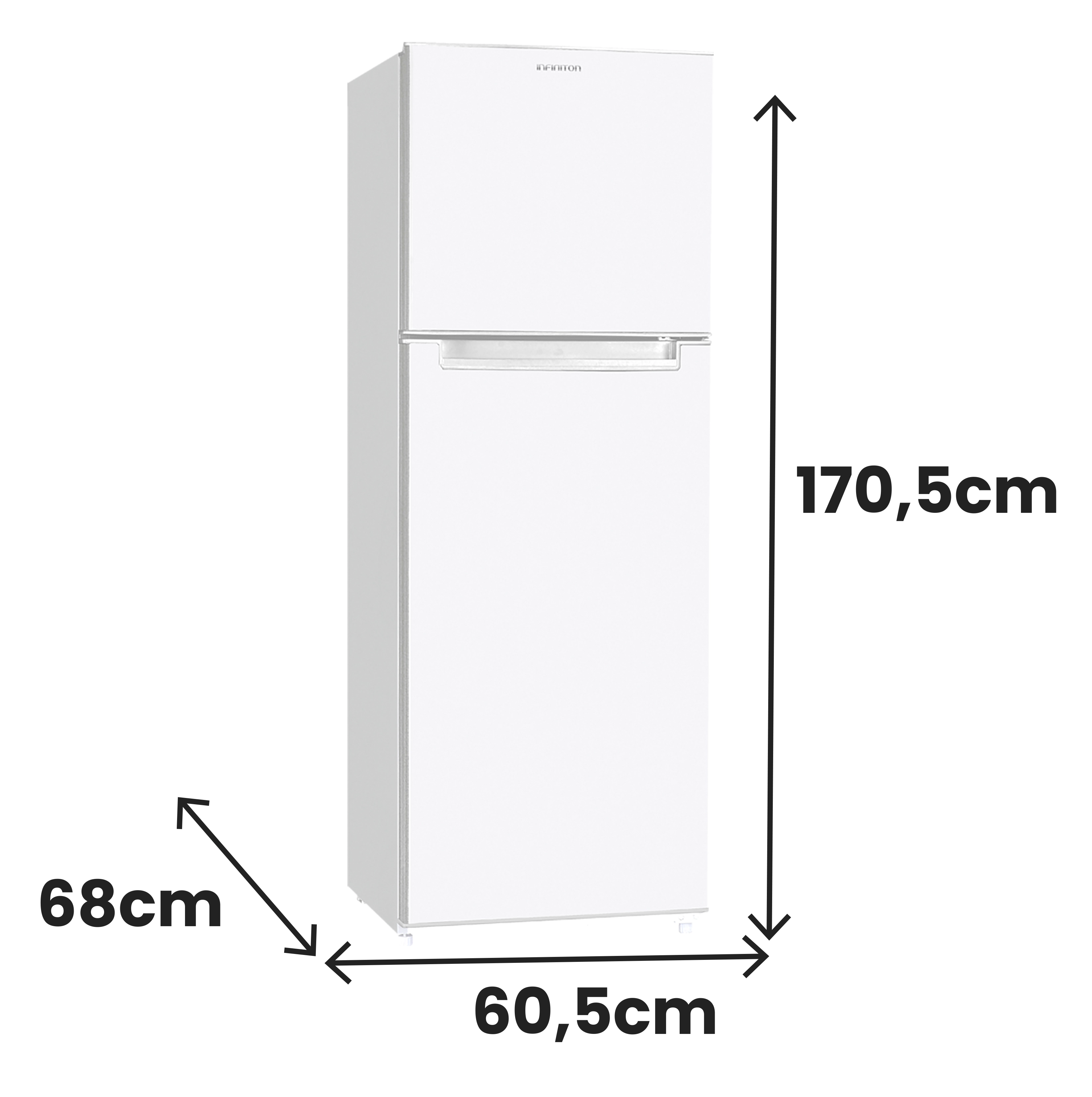 Frigorifico Dos Puertas Infiniton FG-330TD70WEJ, E, 170 cm, 334 L, No Frost  Total, Blanco