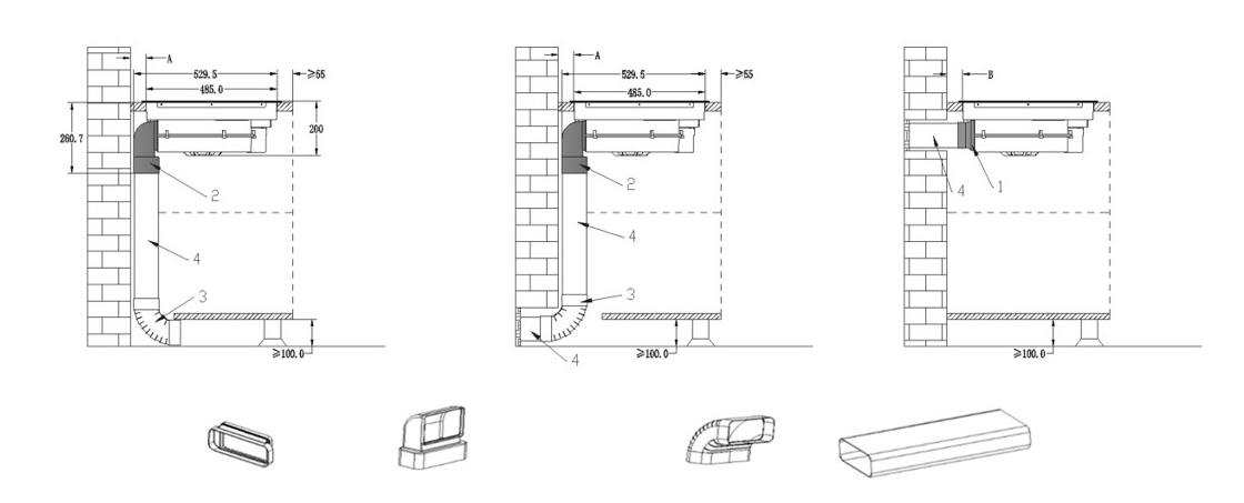 Opciones de instalación de placa de extracción Infiniton