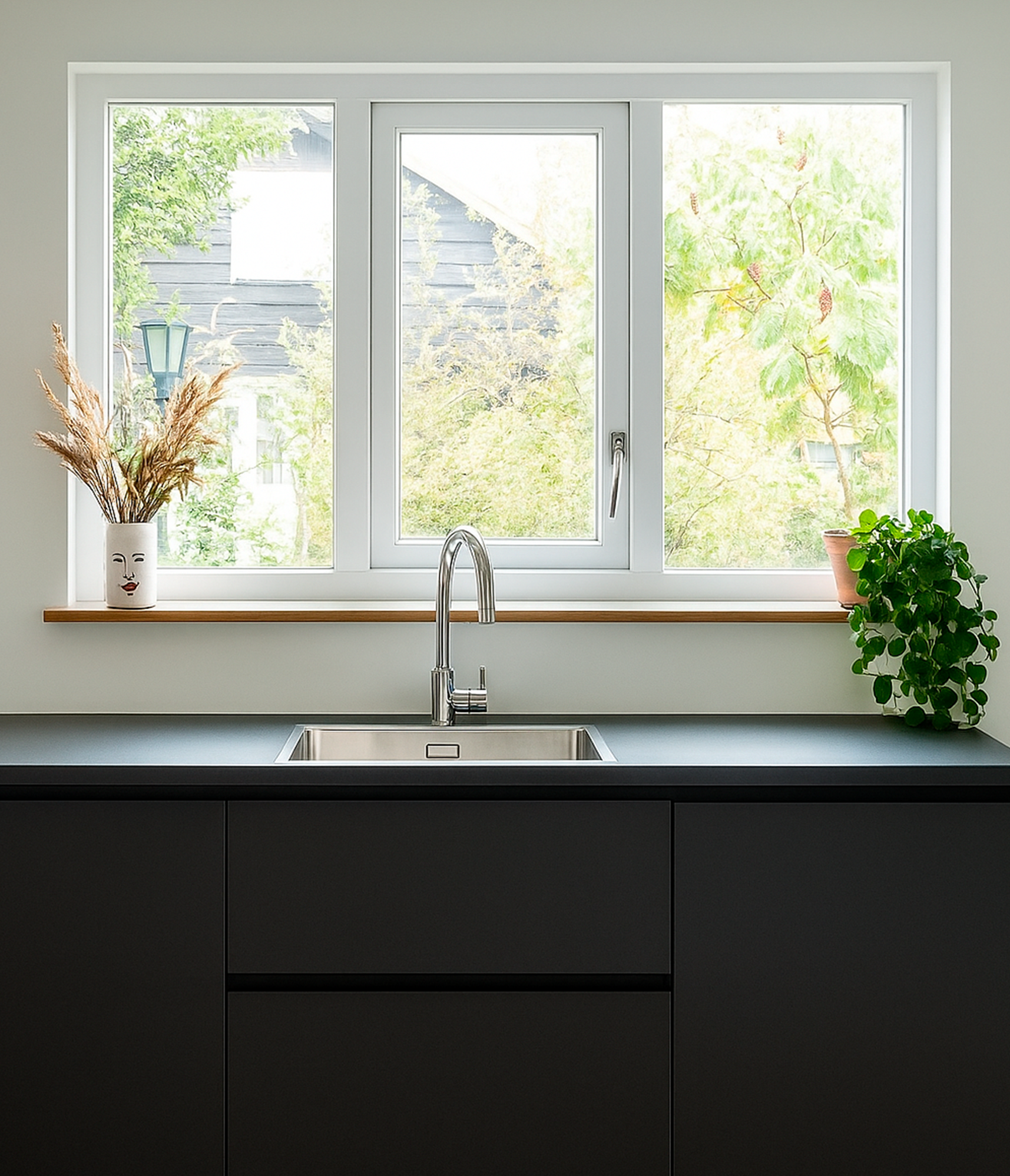 Grifo modelo MuñozACH351 en una cocina negra