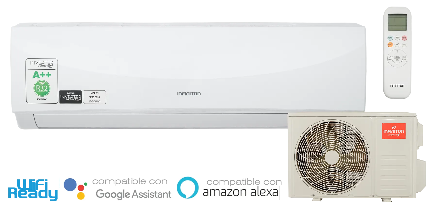 sptse24a2 aire acondicionado con máquina exterior y mando