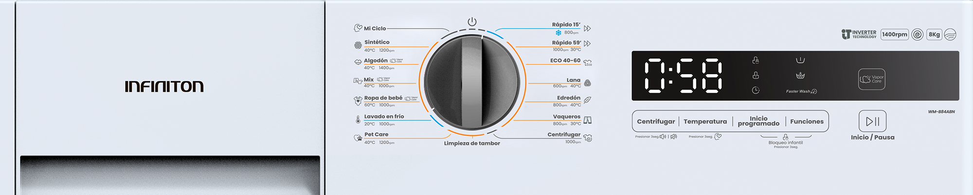 Display al completo del modelo WM-B84ABN