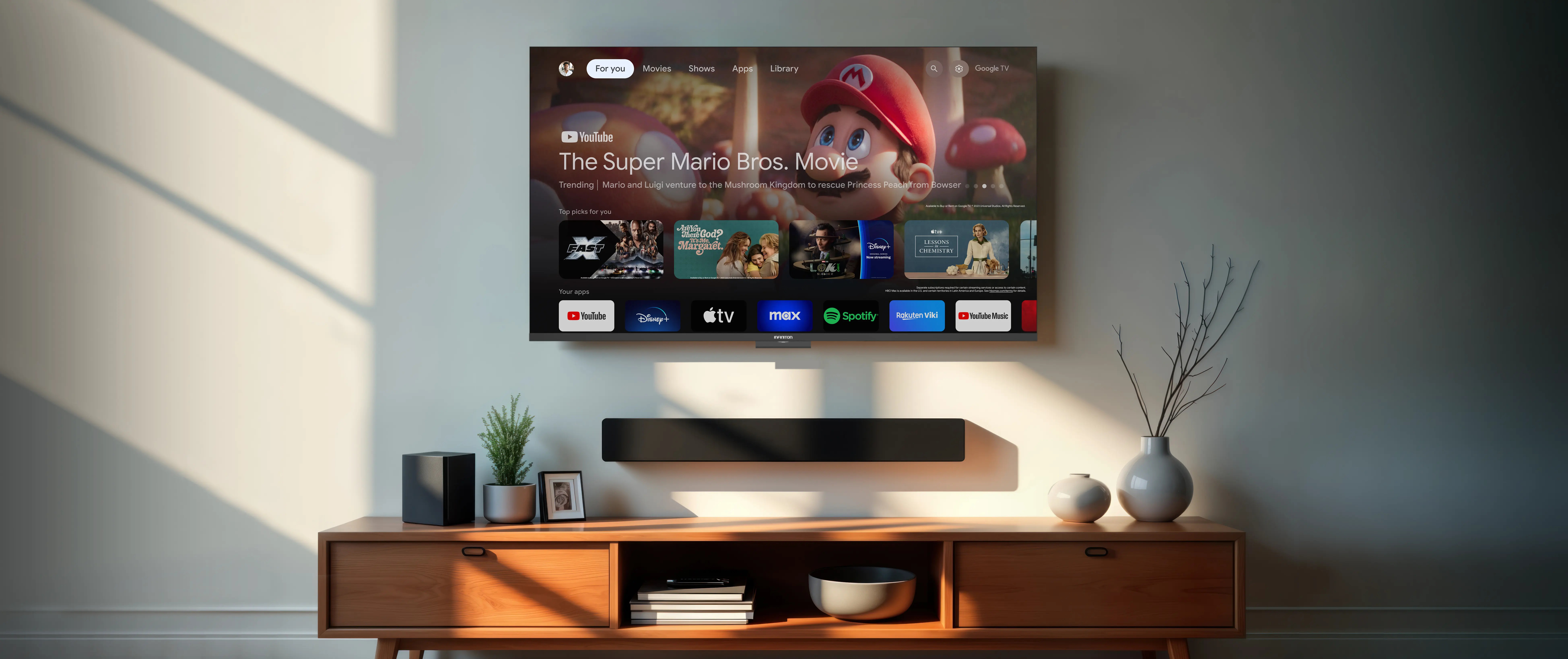 Televisión Smart TV INTV-43GA4100 sobre pared blanca