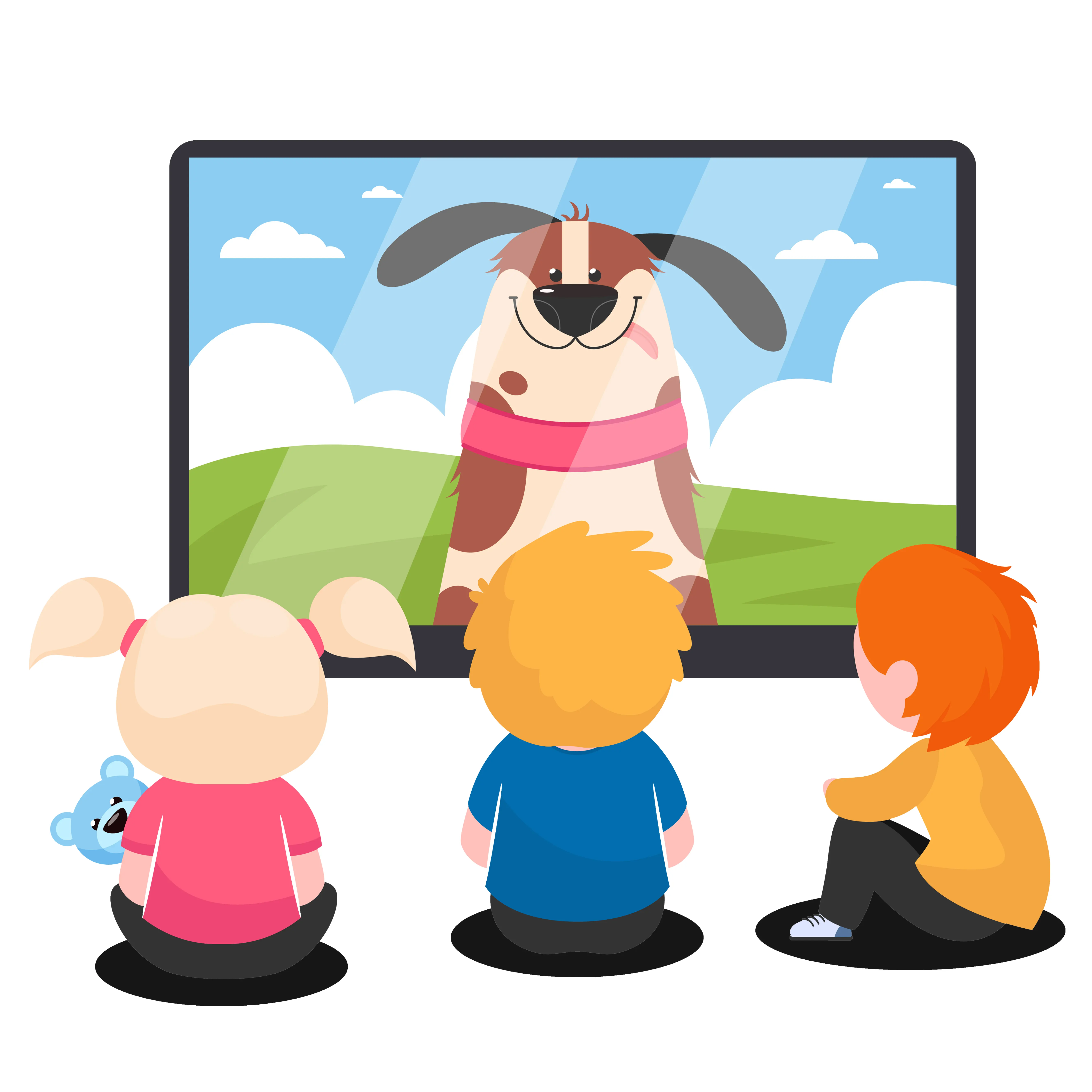 Ilustración de niños viendo TV